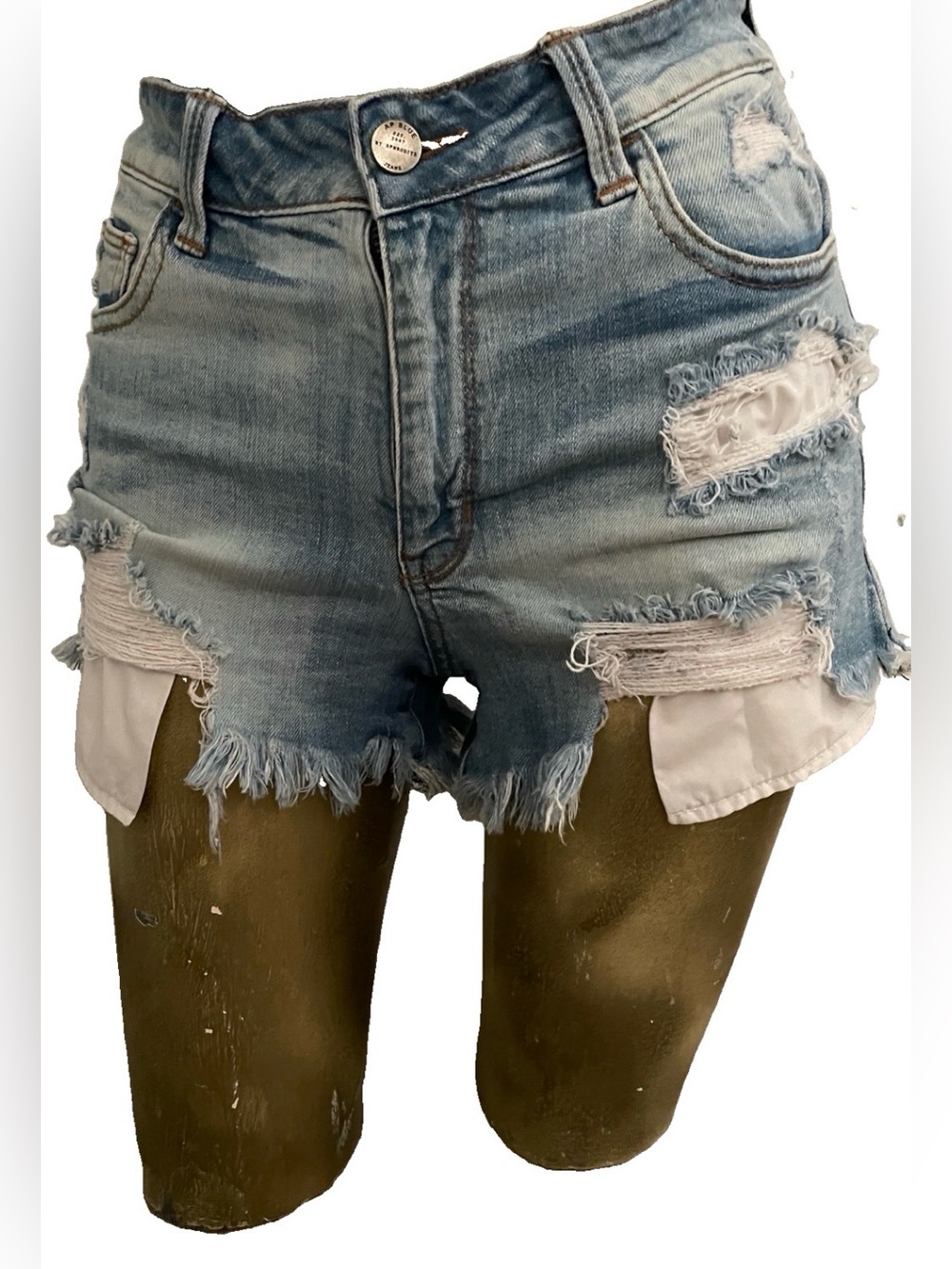 AP BLUE by Aphrodite Jeans DISTRESSED Denim Cutoff Style Jeans SHORTS 26” Waist